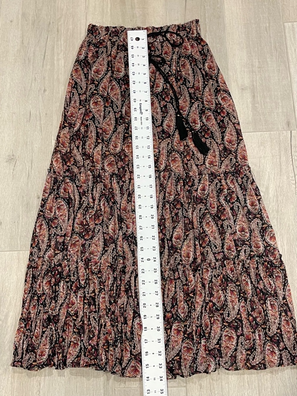 ZARA Boho Paisley Maxi Skirt XS Tiered Flowing Festival Chic - Picture 3 of 8